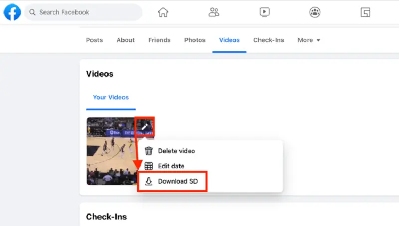 Click on Pencil Icon كيفية تنزيل مقاطع الفيديو من فيسبوك