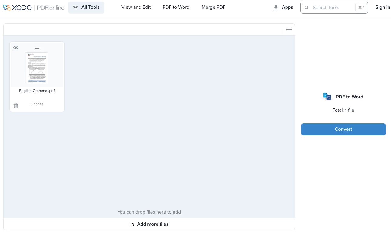 Click “Convert” on the left of the page