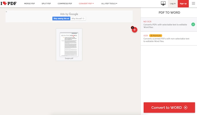 Click the red “Convert to Word” button.