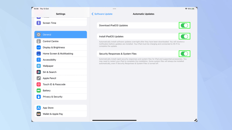 إعادة تشغيل iPad