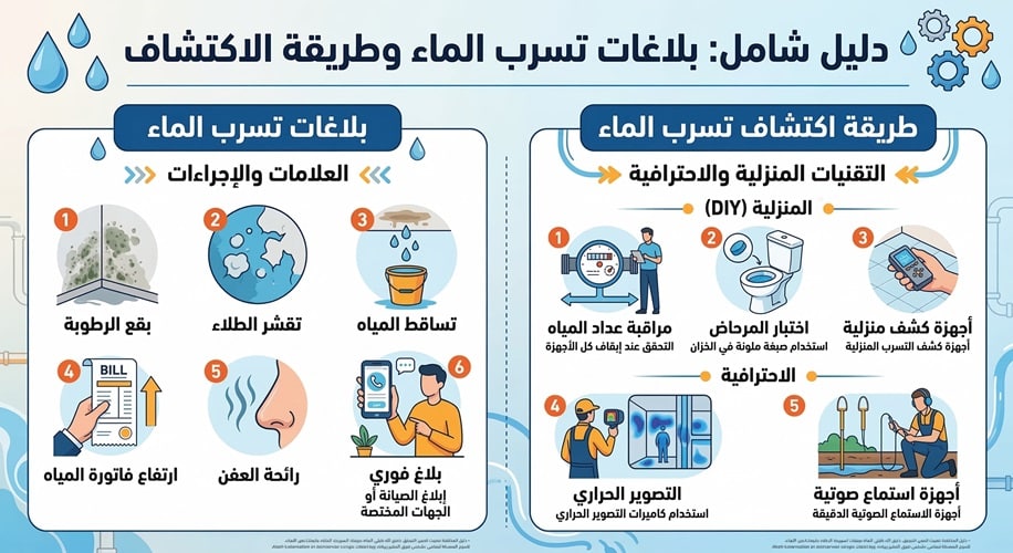 طريقة اكتشاف تسرب الماء